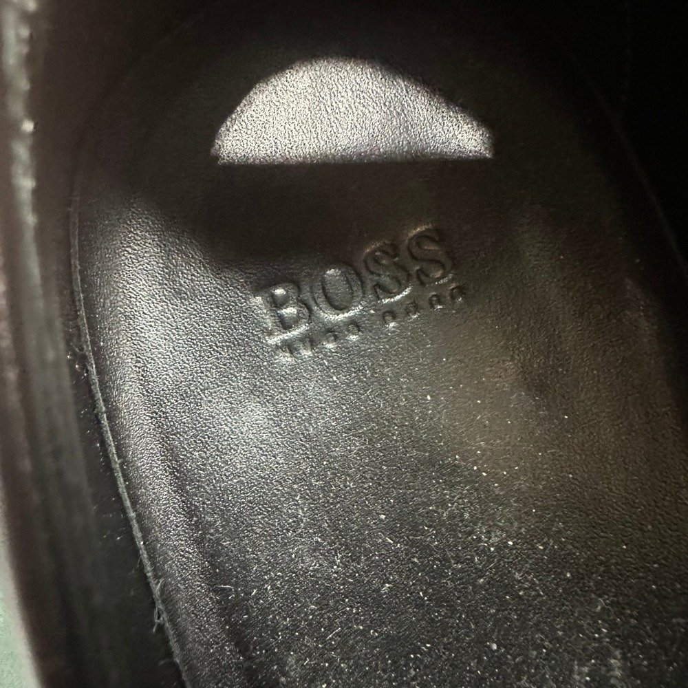Hugo Boss Mens Black Leather Square Toe Bit Horsebit Loafers Dress Shoes Size 8 - Picture 12 of 12